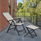 Foldable Sun Lounger Reclining Garden Chair Aluminium Camping