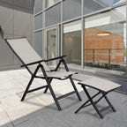 Foldable Sun Lounger Reclining Garden Chair Aluminium Camping