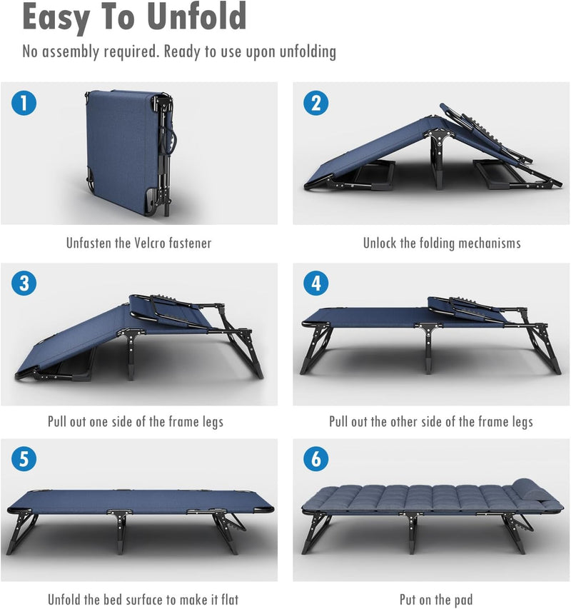 Foldable Sun Lounger with 4-Position Adjustable Backrest