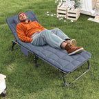 Foldable Sun Lounger with 4-Position Adjustable Backrest