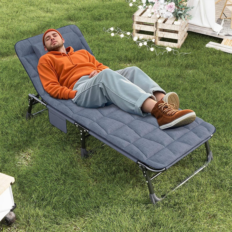 Foldable Sun Lounger with 4-Position Adjustable Backrest