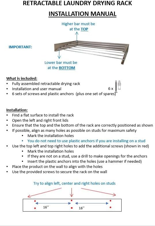 Foldable Wall Mounted Clothes Rack Retractable Drying Rack