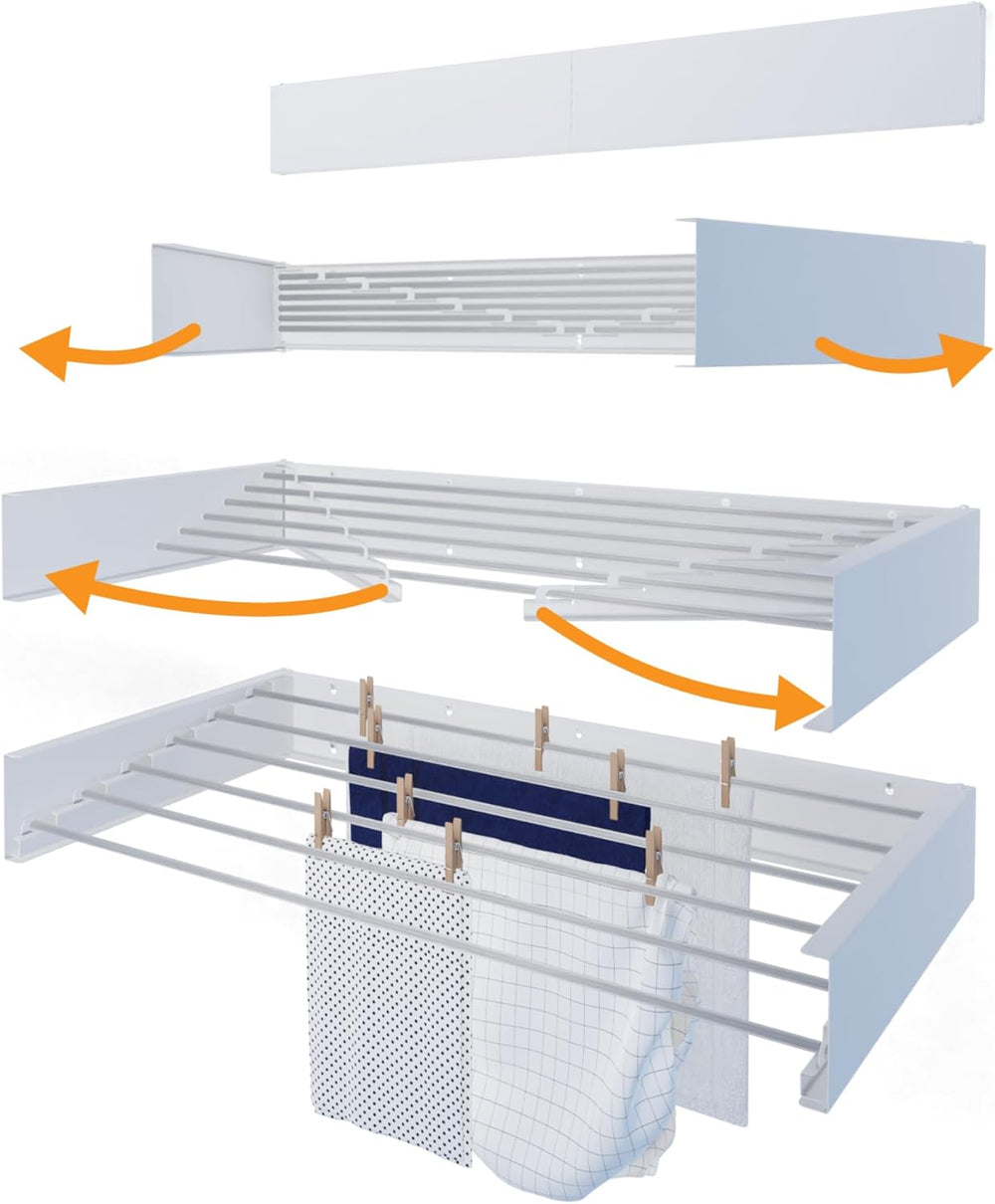 Foldable Wall Mounted Clothes Rack Retractable Drying Rack