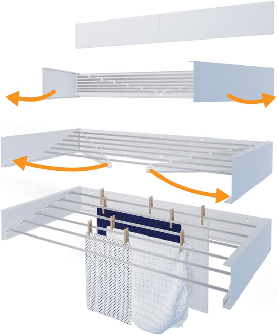 Foldable Wall Mounted Clothes Rack Retractable Drying Rack