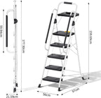 Folding 5-Step Ladder Capacity Step Stool with Safety