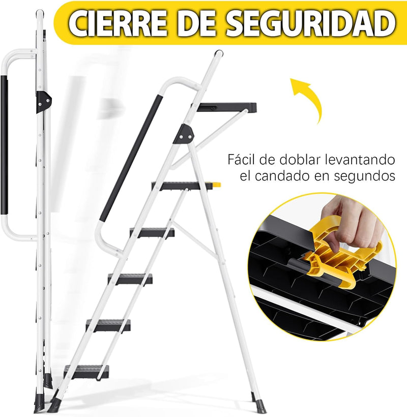 Folding 5-Step Ladder Capacity Step Stool with Safety
