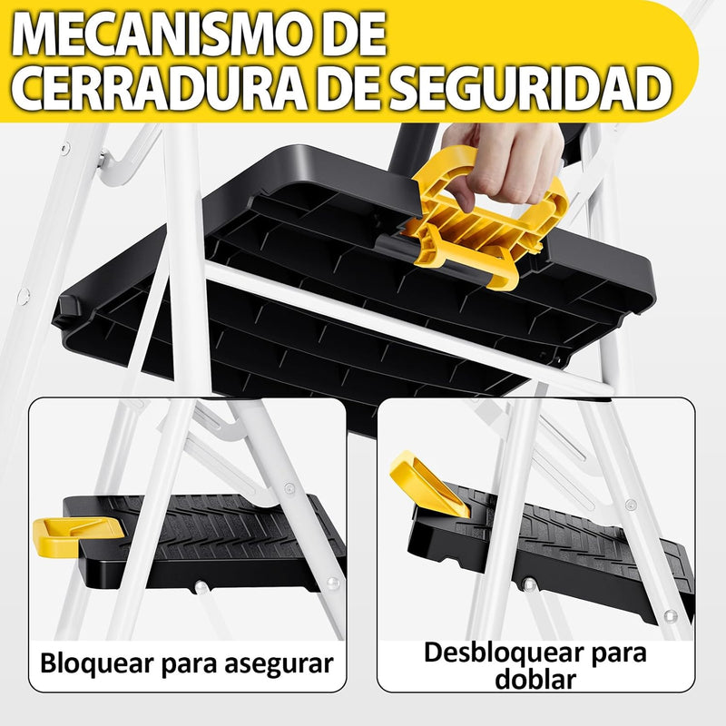 Folding 5-Step Ladder Capacity Step Stool with Safety