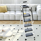 Folding 5-Step Ladder Capacity Step Stool with Safety