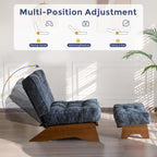 Folding Accent Chair with Footrest Modern Upholstered Lounge
