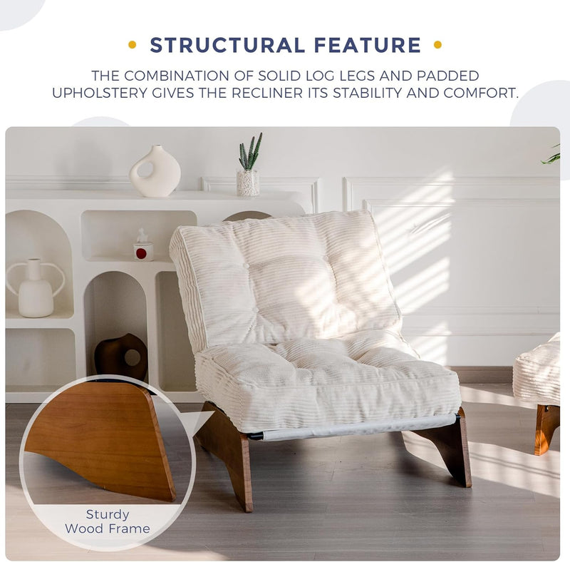Folding Accent Chair with Footrest Modern Upholstered Lounge
