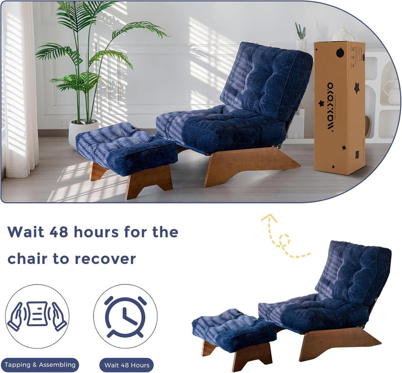 Folding Accent Chair with Footrest Modern Upholstered Lounge