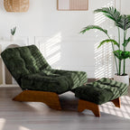 Folding Accent Chair with Footrest Modern Upholstered Lounge