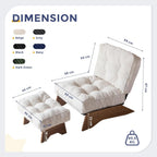Folding Accent Chair with Footrest Modern Upholstered Lounge