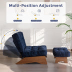 Folding Accent Chair with Footrest Modern Upholstered Lounge