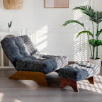 Folding Accent Chair with Footrest Modern Upholstered Lounge