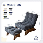 Folding Accent Chair with Footrest Modern Upholstered Lounge