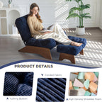 Folding Accent Chair with Footrest Modern Upholstered Lounge