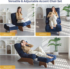 Folding Accent Chair with Footrest Modern Upholstered Lounge