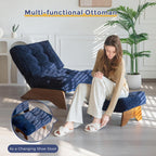Folding Accent Chair with Footrest Modern Upholstered Lounge
