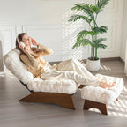 Folding Accent Chair with Footrest Modern Upholstered Lounge
