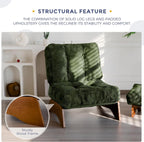 Folding Accent Chair with Footrest Modern Upholstered Lounge