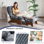 Folding Accent Chair with Footrest Modern Upholstered Lounge