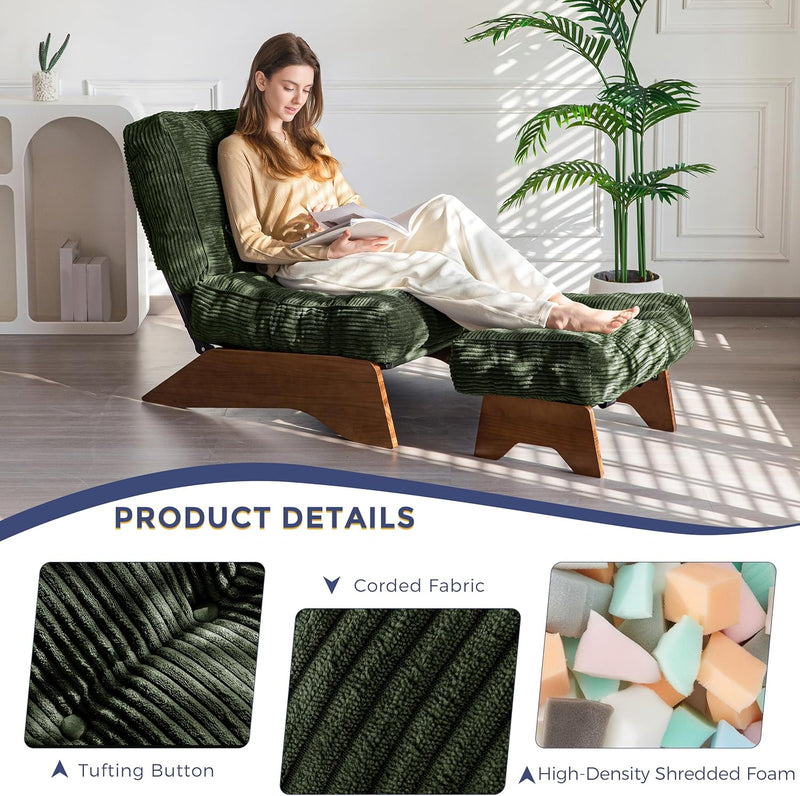 Folding Accent Chair with Footrest Modern Upholstered Lounge