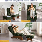Folding Accent Chair with Footrest Modern Upholstered Lounge