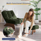 Folding Accent Chair with Footrest Modern Upholstered Lounge