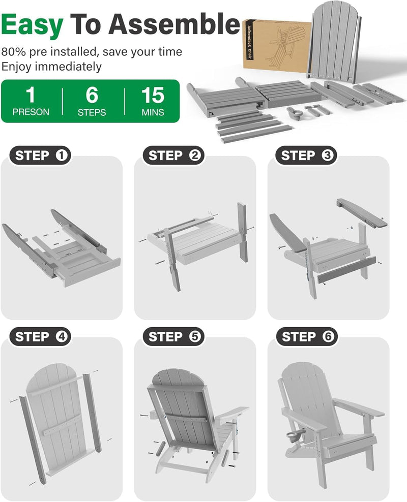 Folding Adirondack Chair for Outdoor: Sturdy Garden Chairs