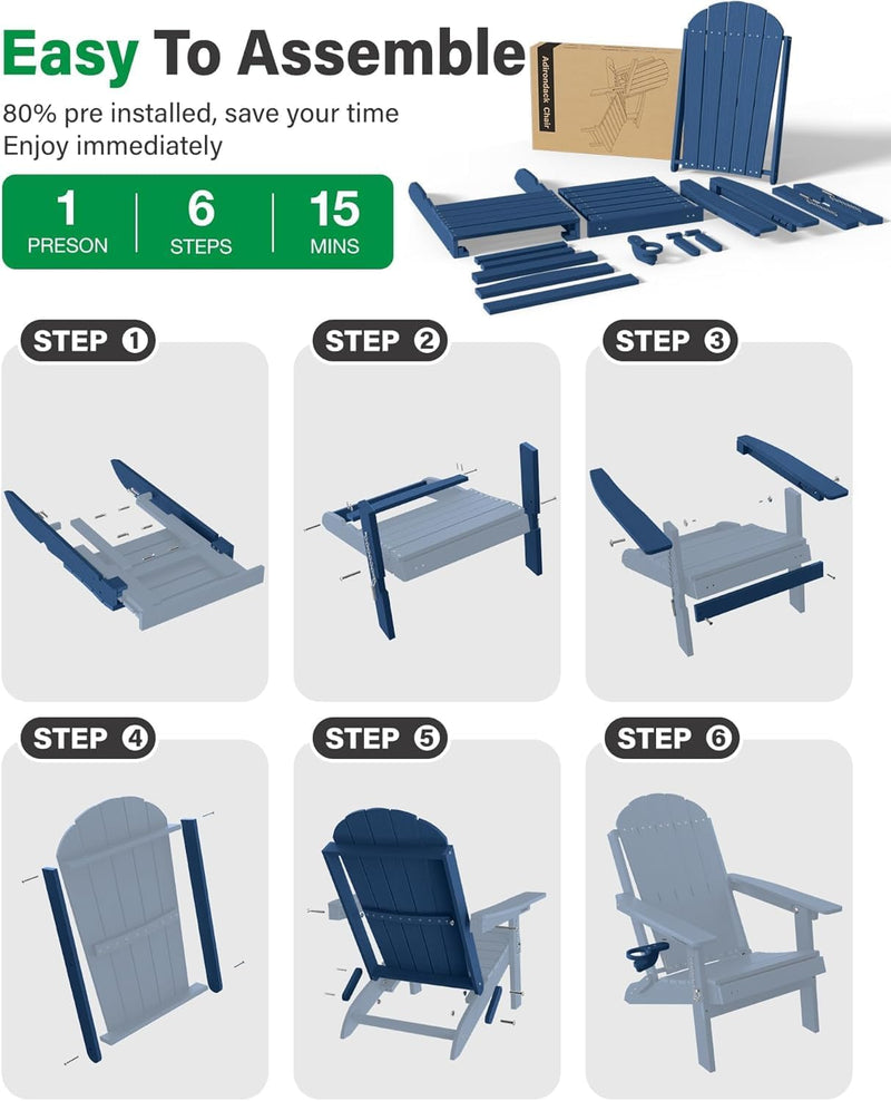Folding Adirondack Chair for Outdoor: Sturdy Garden Chairs