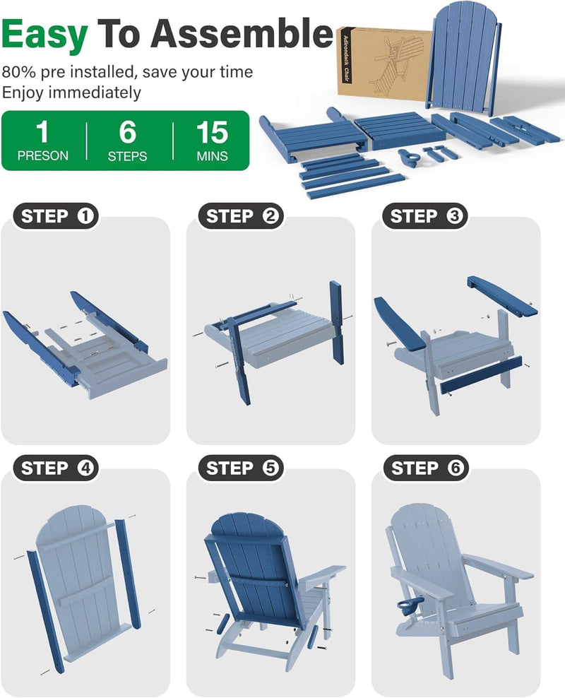 Folding Adirondack Chair for Outdoor: Sturdy Garden Chairs