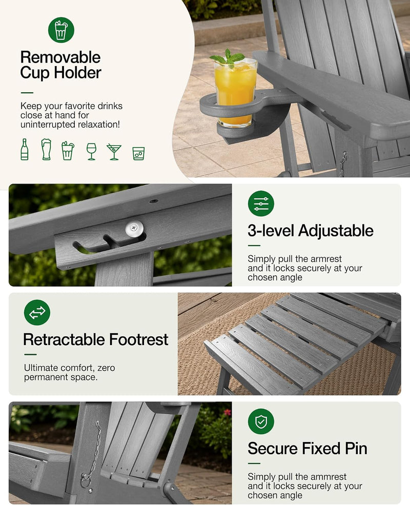 Folding Adirondack Chair for Outdoor: Sturdy Garden Chairs