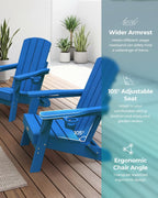 Folding Adirondack Chair Hdpe 2 Cup Holders Ocean