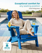 Folding Adirondack Chair Hdpe 2 Cup Holders Ocean