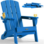 Folding Adirondack Chair Hdpe 2 Cup Holders Ocean