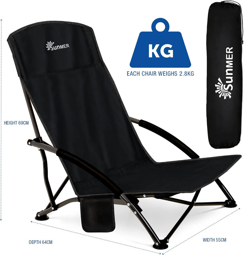 Folding Beach Chairs Foldable Camping Chair with Side (Set of 2)