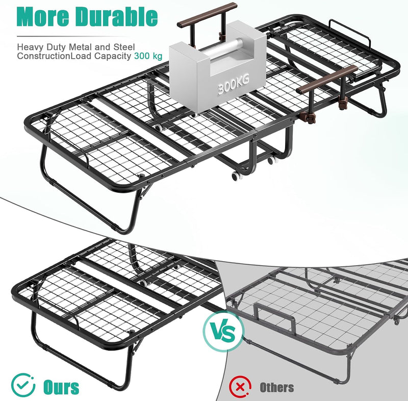 Folding Bed with 13CM Thick Mattress Adjustable
