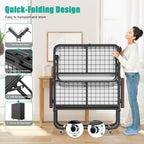 Folding Bed with 13CM Thick Mattress Adjustable