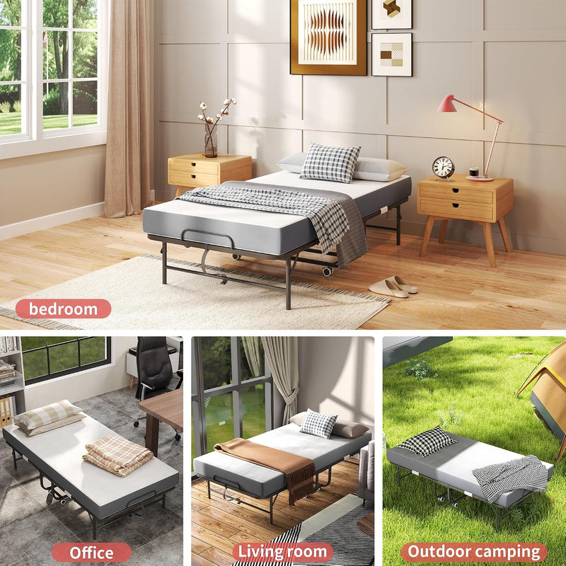 Folding Bed with Mattress for Adults Portable Roll