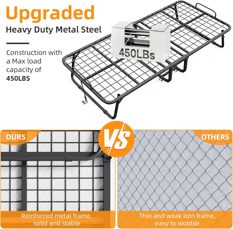 Folding Bed with Mattress Portable Foldable Guest Beds