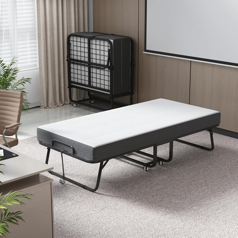 Folding Bed with Mattress Portable Foldable Guest Beds