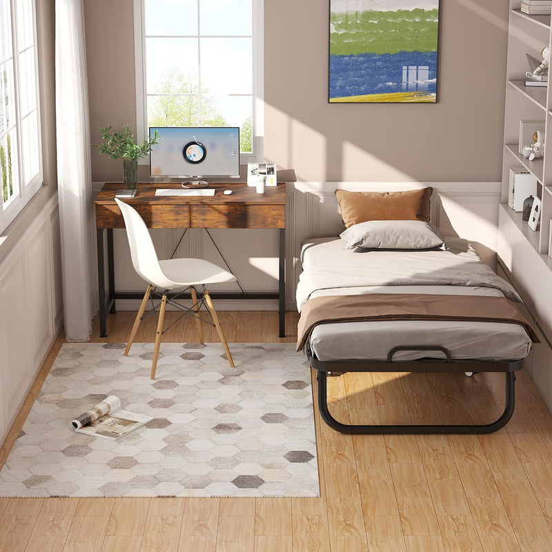 Folding Bed with Mattress Portable Foldable Guest Beds