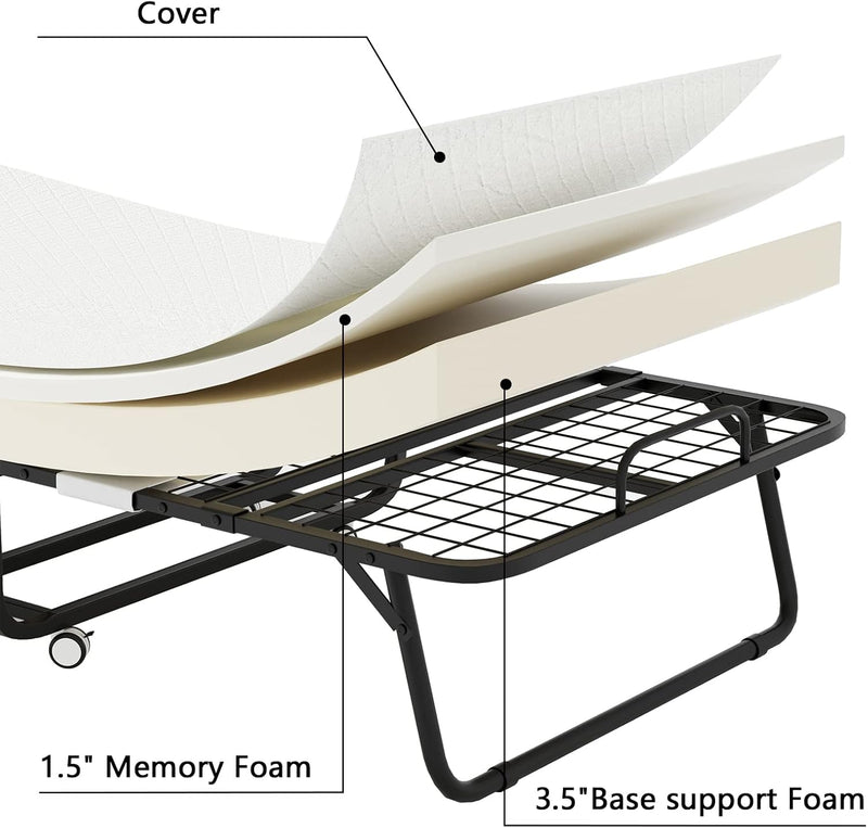 Folding Bed with Mattress Guest Z Portable Foldable