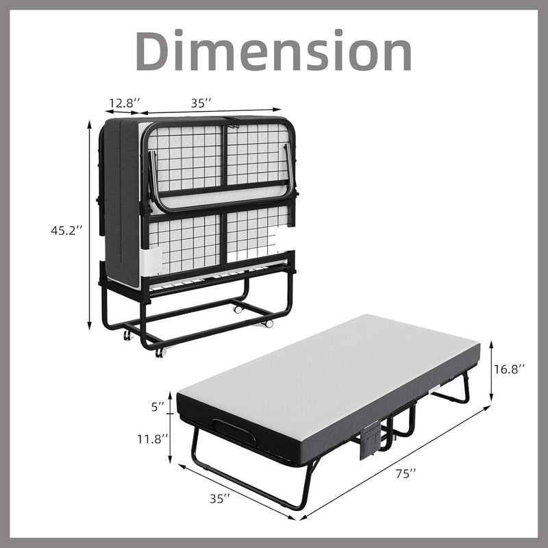 Folding Bed with Mattress Guest Z Portable Foldable
