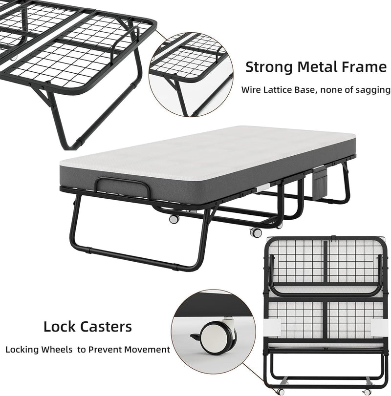 Folding Bed with Mattress Guest Z Portable Foldable
