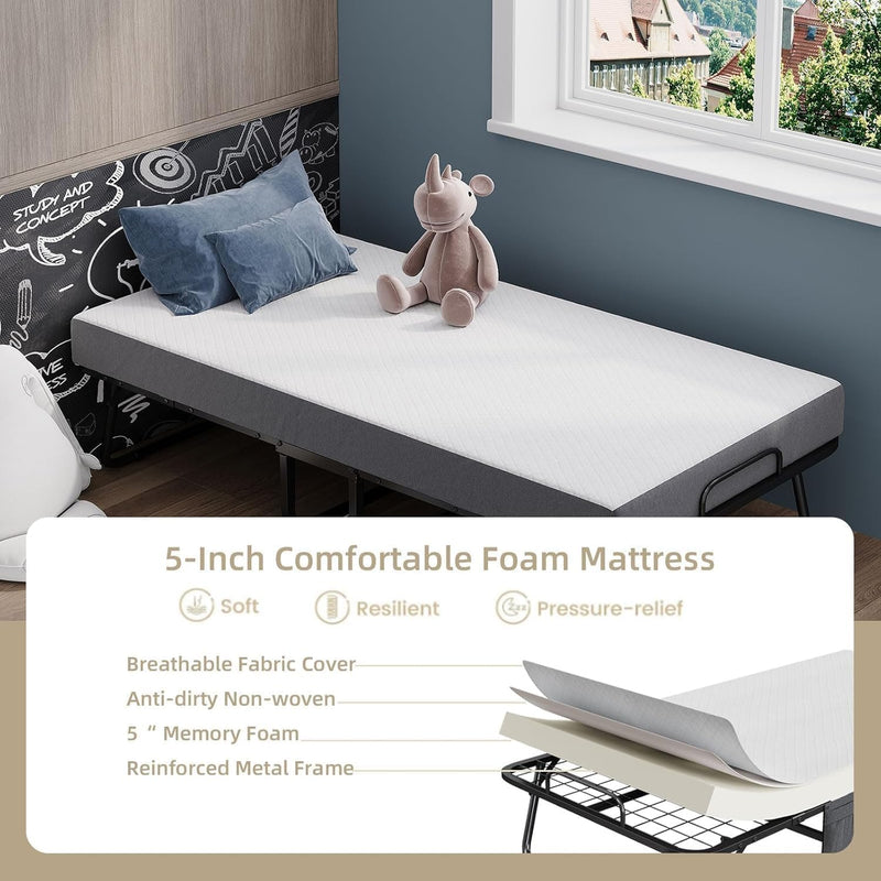 Folding Bed with Mattress Guest Z Portable Foldable