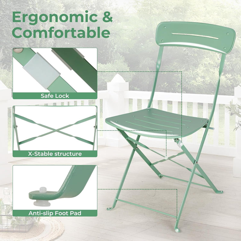 Folding Bistro Set 3 Pieces Conversation 2 Chairs