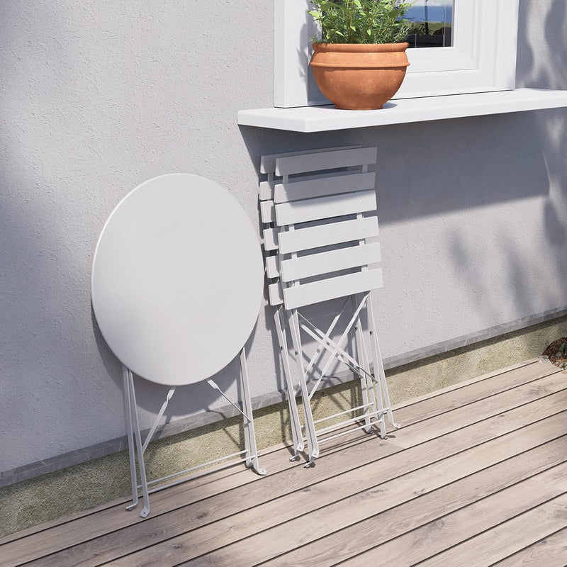 Folding Bistro Set 3 Pieces Conversation 2 Chairs