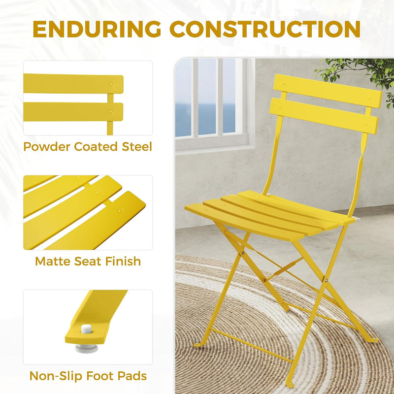 Folding Bistro Set 3 Pieces Conversation 2 Chairs
